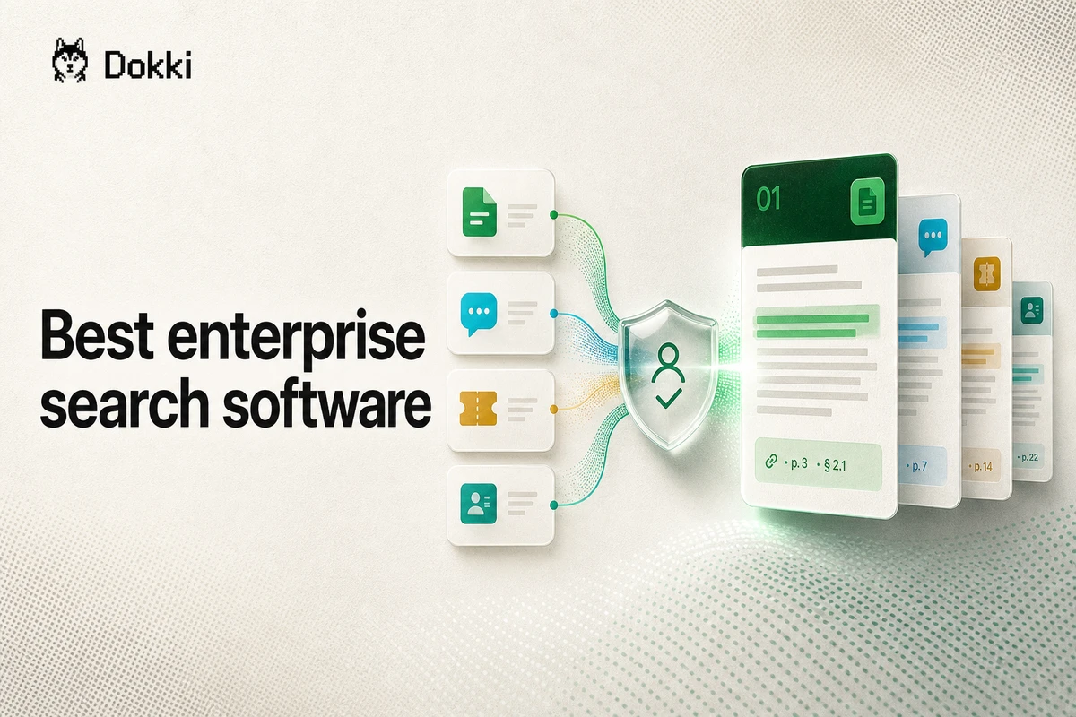 Enterprise search sources passing through identity and ACL controls into ranked evidence with citations
