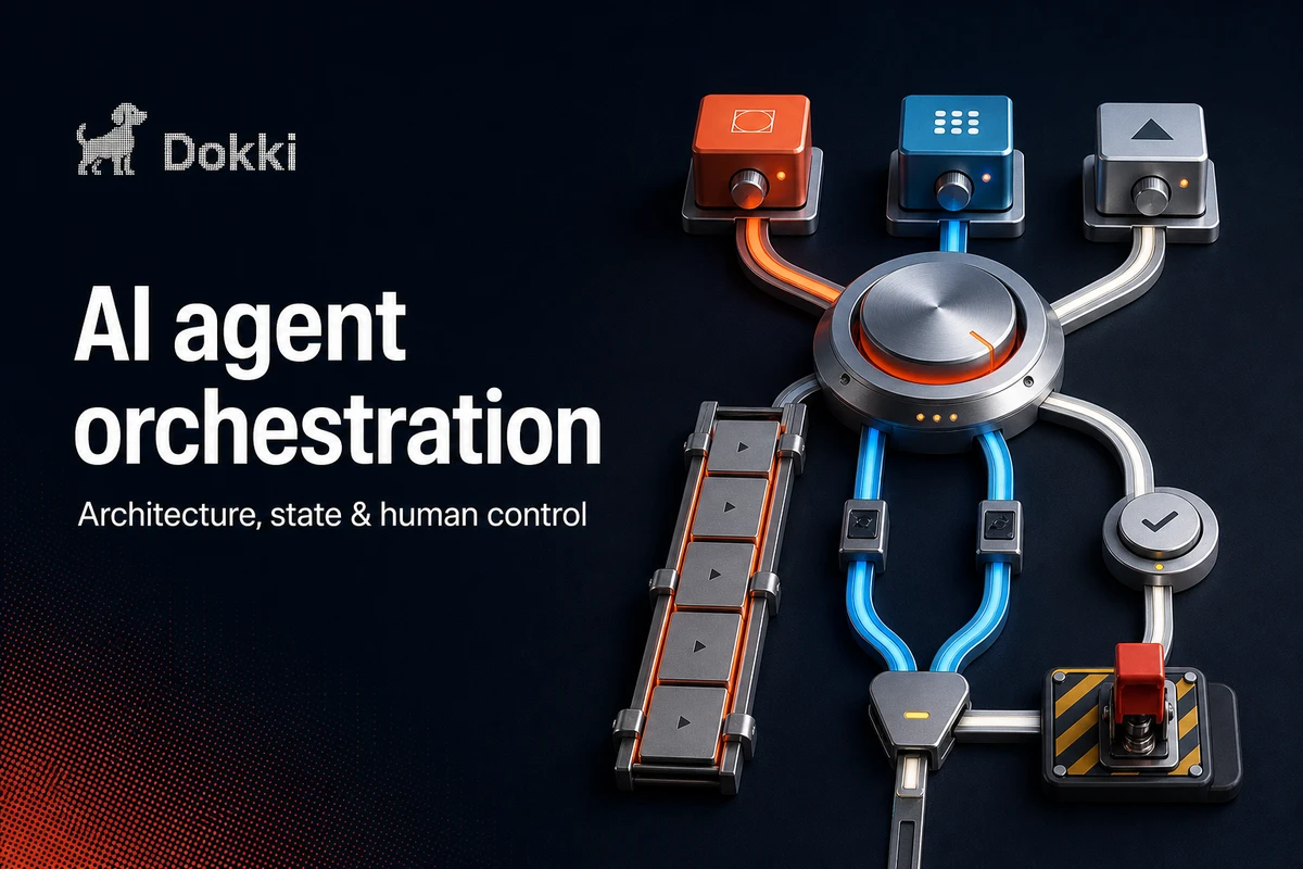 AI agent orchestration machine coordinating supervisor routing, specialist modules, parallel tracks, checkpoints, and human approval