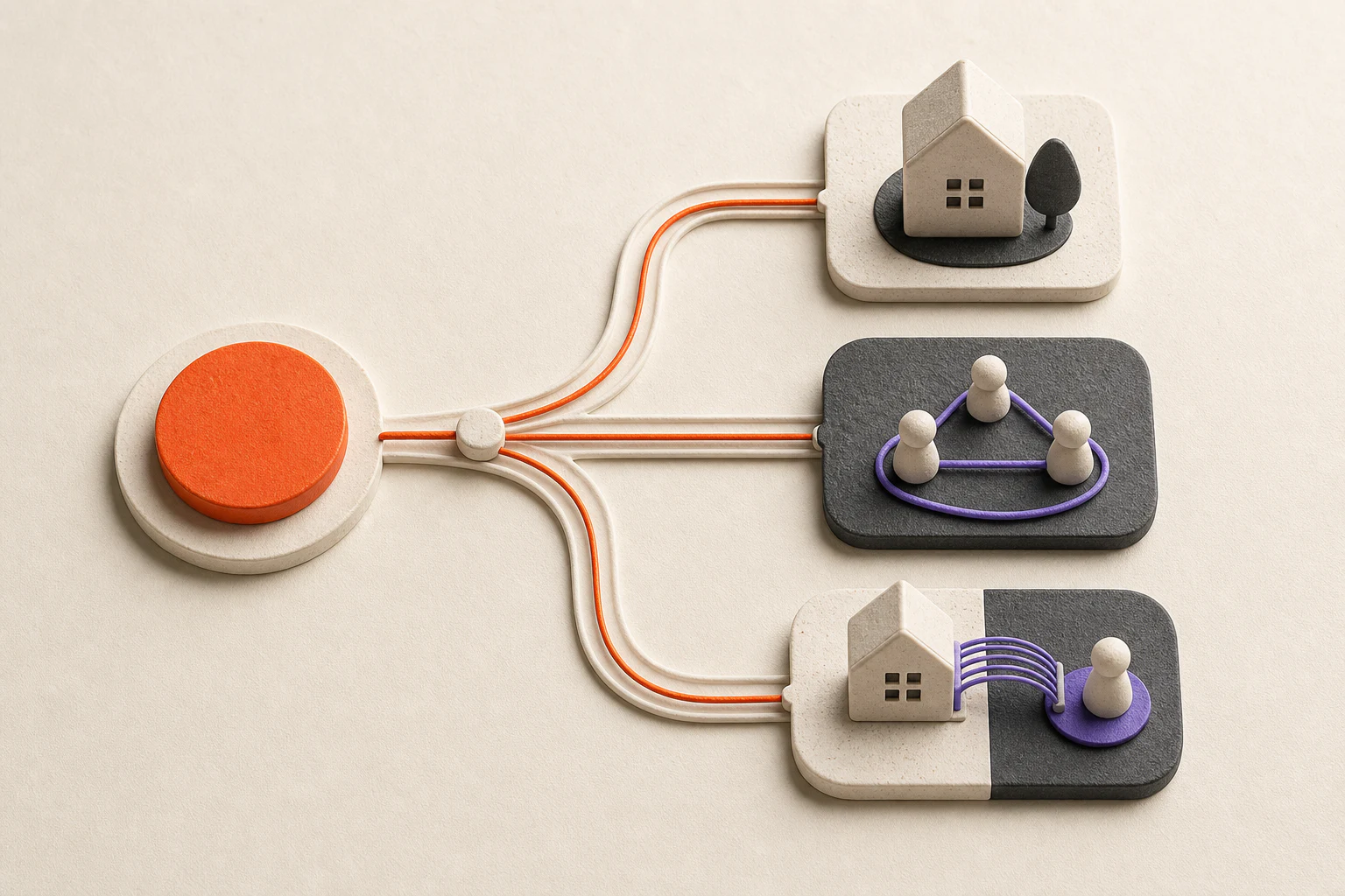 Three deployment paths leading to local, remote, and hybrid MCP patterns