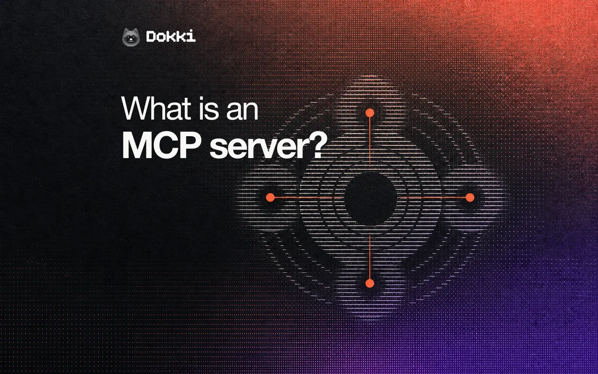 Abstract MCP server network with orange and violet connection paths