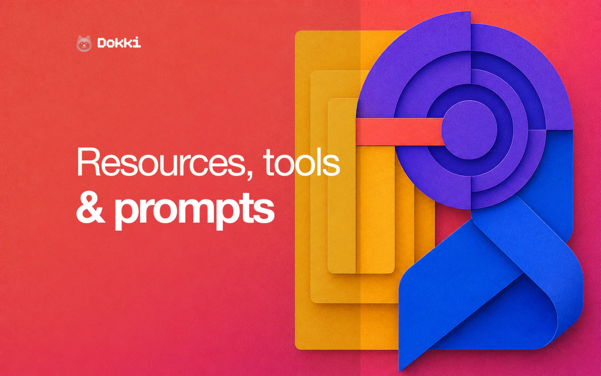 Three interlocking forms representing MCP resources, tools, and prompts