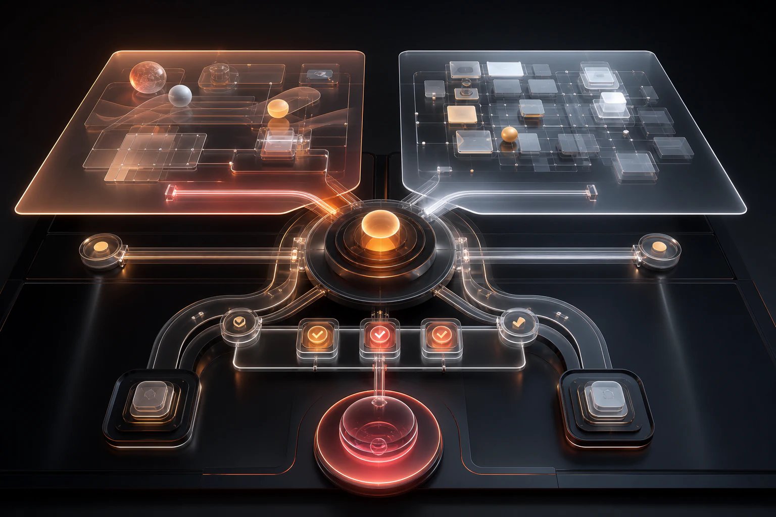 Product launch control plane synchronizing one canonical brief, a shared tracker, approval paths, and rollback controls