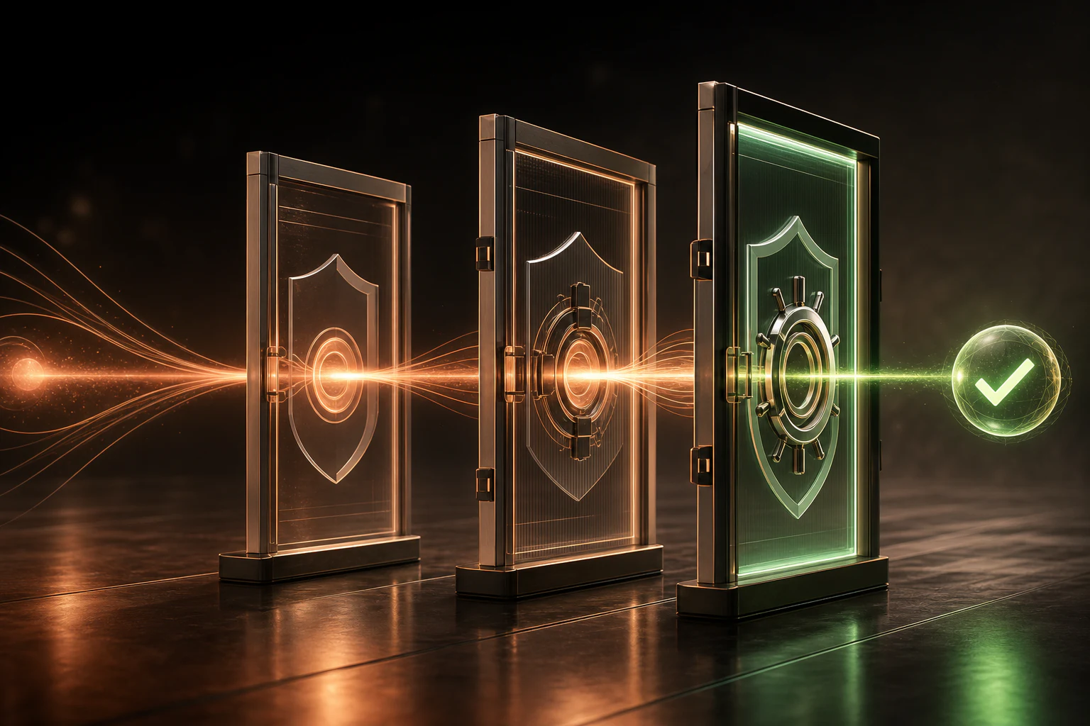 Three product launch approval gates separating internal drafting, controlled staging, and explicit public release