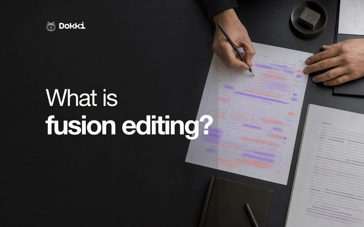 Human hands and AI annotation layers editing one document together